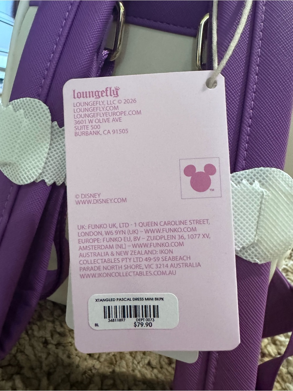 Loungefly Rapunzel Appliqué Mini Backpack - Pink, Purple, Green, Tan - Picture 4 of 5
